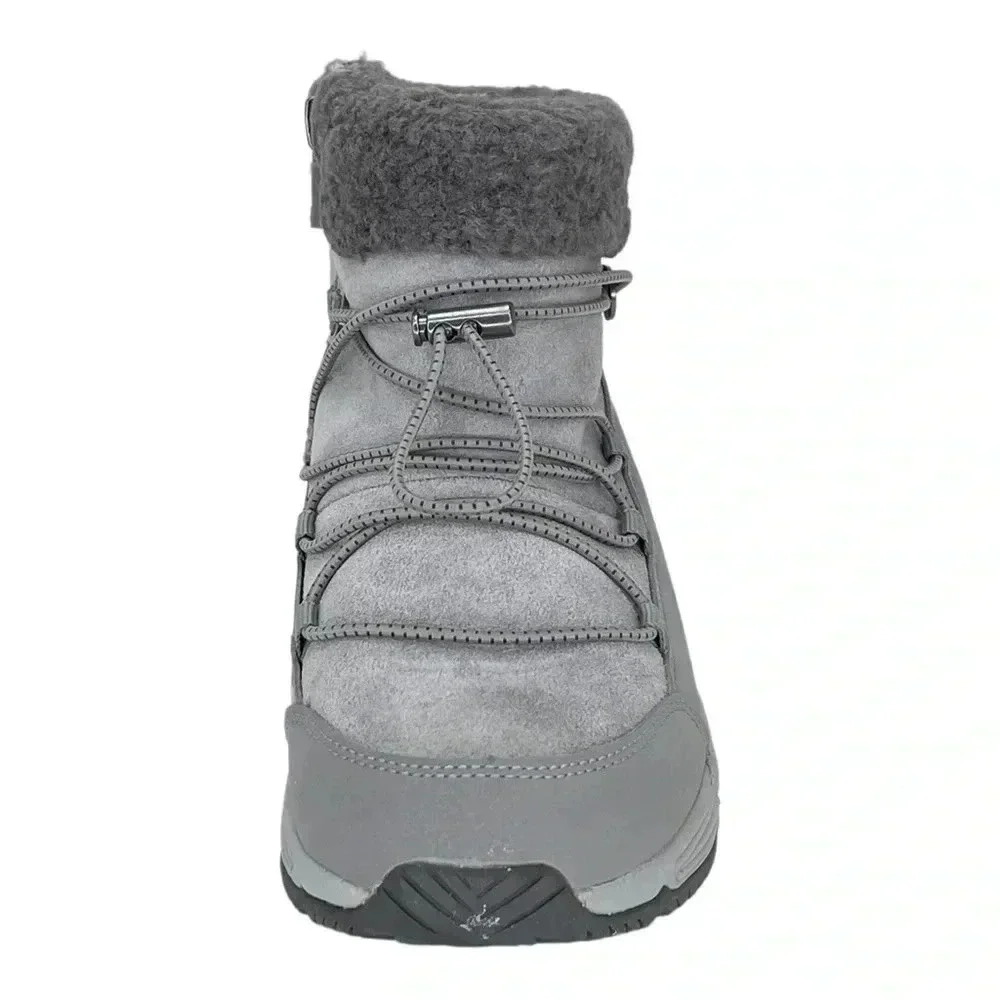 Easy Spirit Voyage Grey Leather Insulated Womens Ankle Boots Size 6M